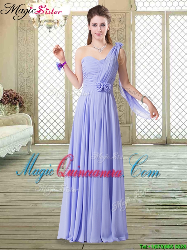 triumph Discount One Shoulder Floor Length Dama Dresses for Spring