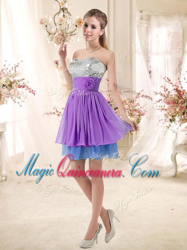 Afforable Sweetheart Short Sequins Dama Dresses in Multi Color