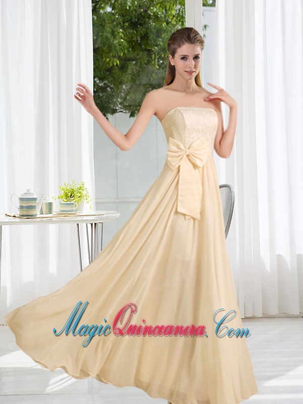 Empire Ruching 2015 Floor Length Dama Dress