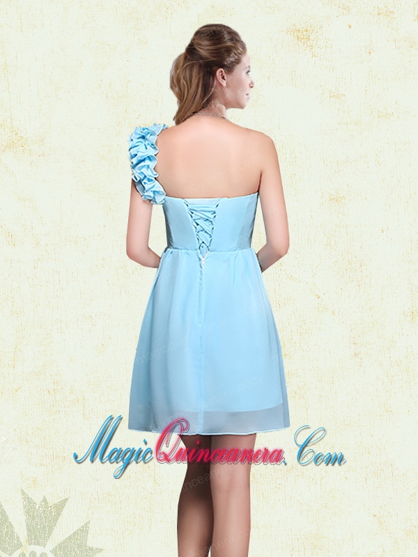 Ruching and Ruffles One Shoulder Chiffon Dama Dresses