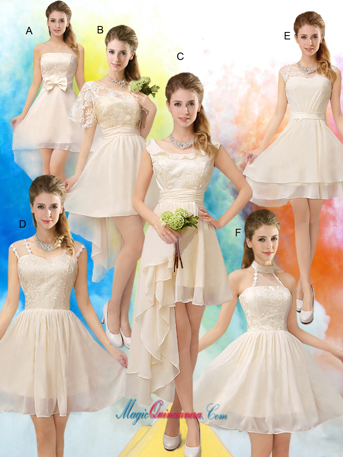 Luxurious Strapless A Line Dama Dress with Belt and Lace