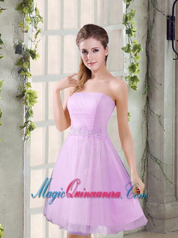 Strapless Appliques 2015 New Dama Dress in Champagne