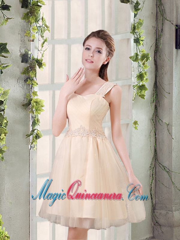 Straps A Line Champagne Dama Dress with Appliques