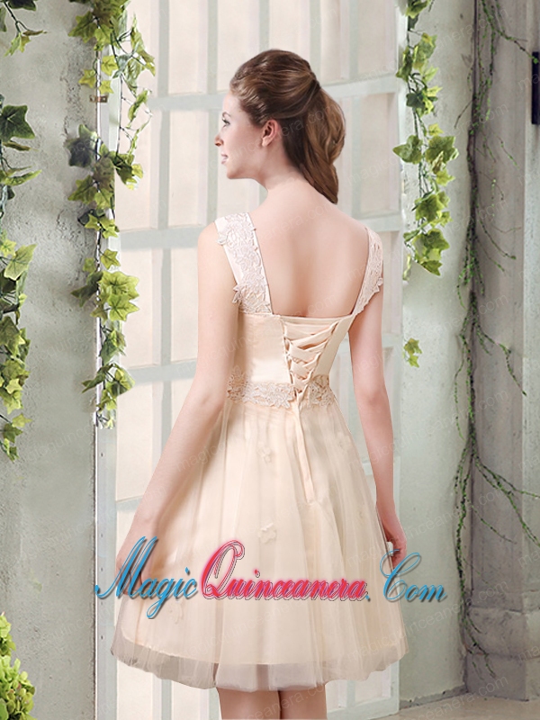 Straps A Line Champagne Dama Dress with Appliques