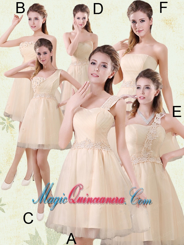 Straps A Line Champagne Dama Dress with Appliques