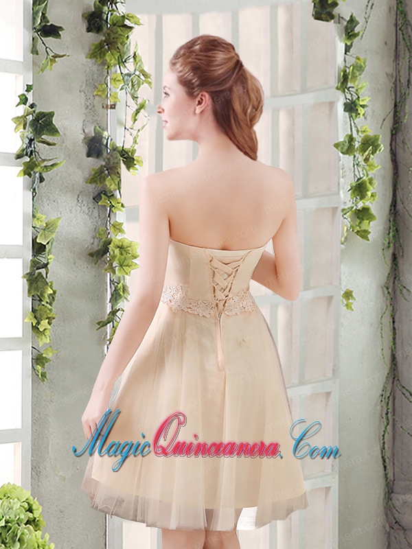 Sweetheart A Line Appliques Champagne Dama Dress for 2015