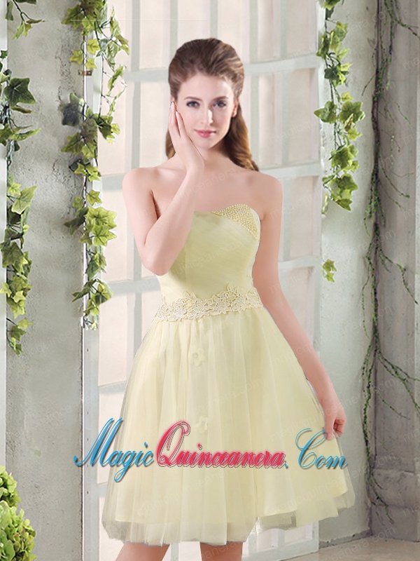 Sweetheart A Line Appliques Champagne Dama Dress for 2015