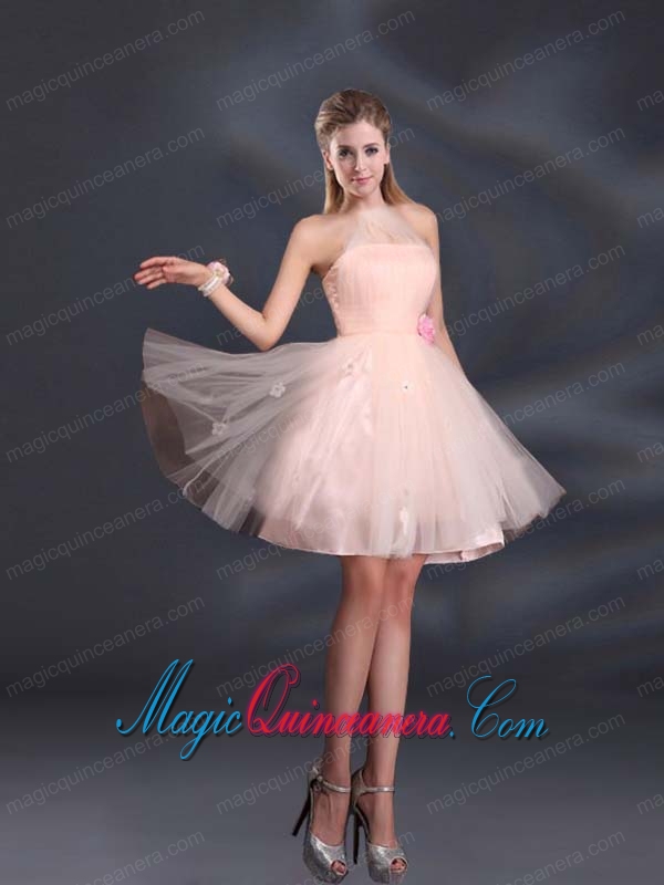 Tulle Appliques Mini Length 2015 Dama Dresses with Halter