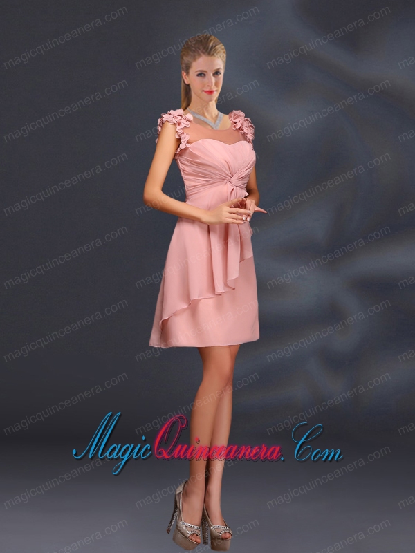 2015 Ruching Chiffon Dama Dresses in Peach