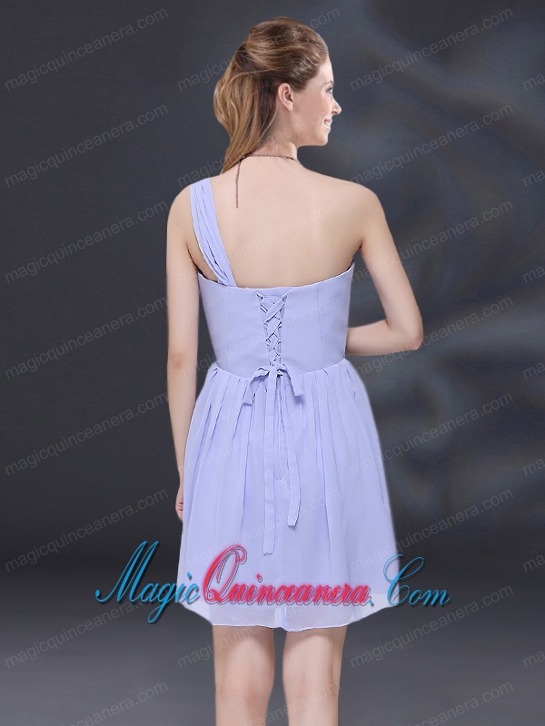 2015 Ruching and Belt Chiffon Dama Dress in Lavender