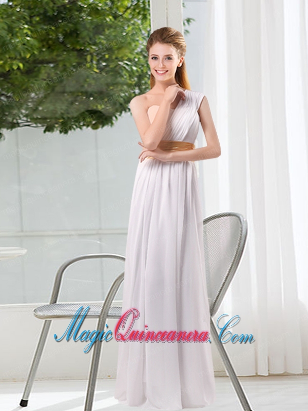 Ruching One Shoulder Empire Dama Dresses for 2015