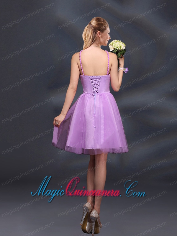 Pretty Halter A Line Dama Dresses with Hand Made Flowers