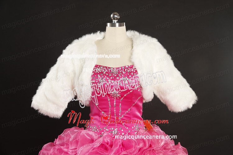 2015 Elegant Rabbit Fur White Long Sleeves Wraps