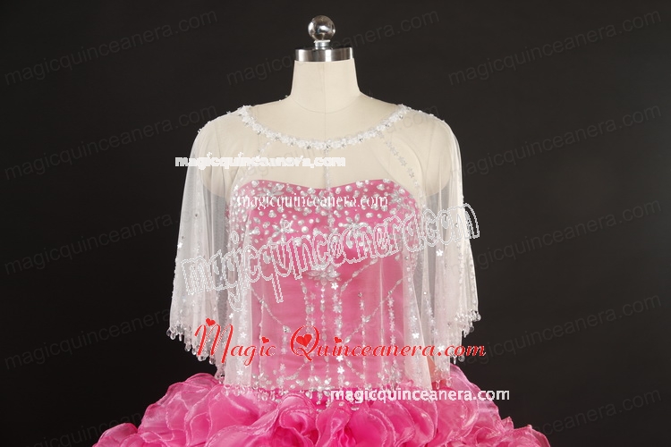 Cheap Beading Organza White Wraps for Summer