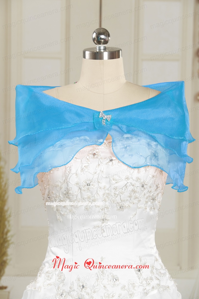 Ice Blue Organza Beading Shawls for Wedding