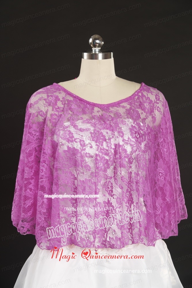 Beautiful Beading Lace Hot Sale Wraps in Fuchsia