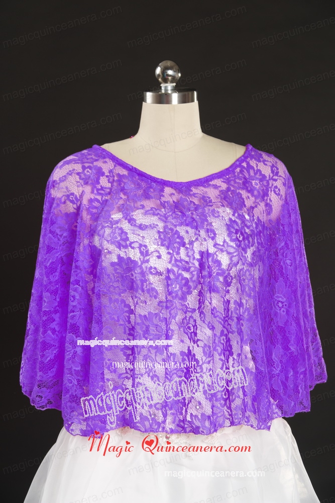 Beautiful Beading Lace Hot Sale Wraps in Fuchsia