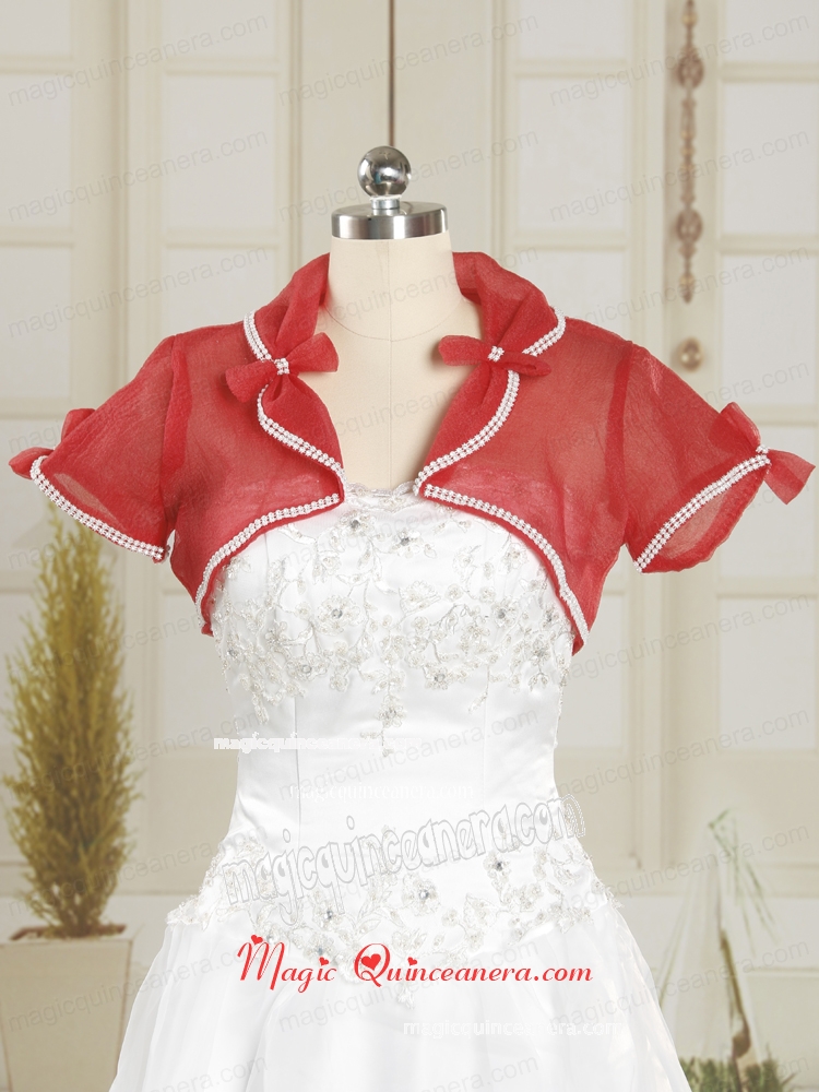 Simple Red Purple Organza Shawls with Beading