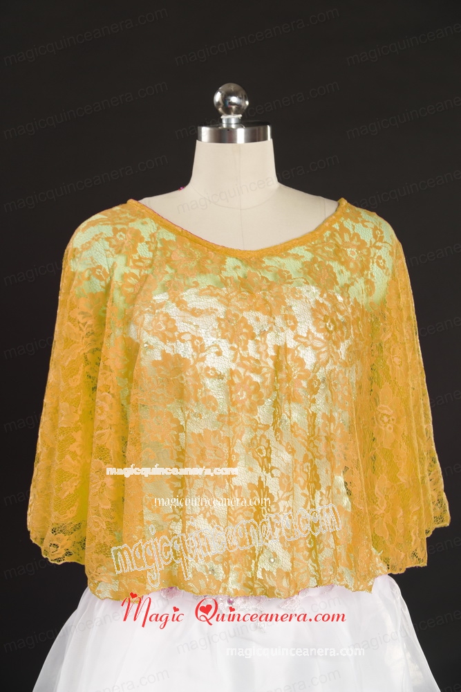 2015 Beading Lace Yellow Green Hot Sale Wraps