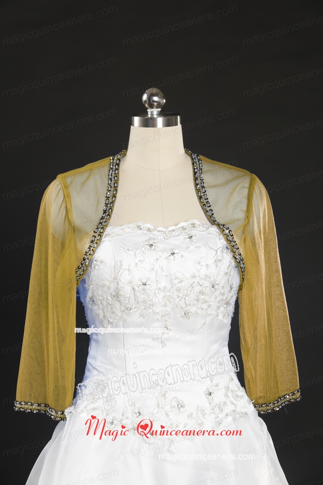 2015 Fashionable Rust Red Long Sleeves Wraps with Beading
