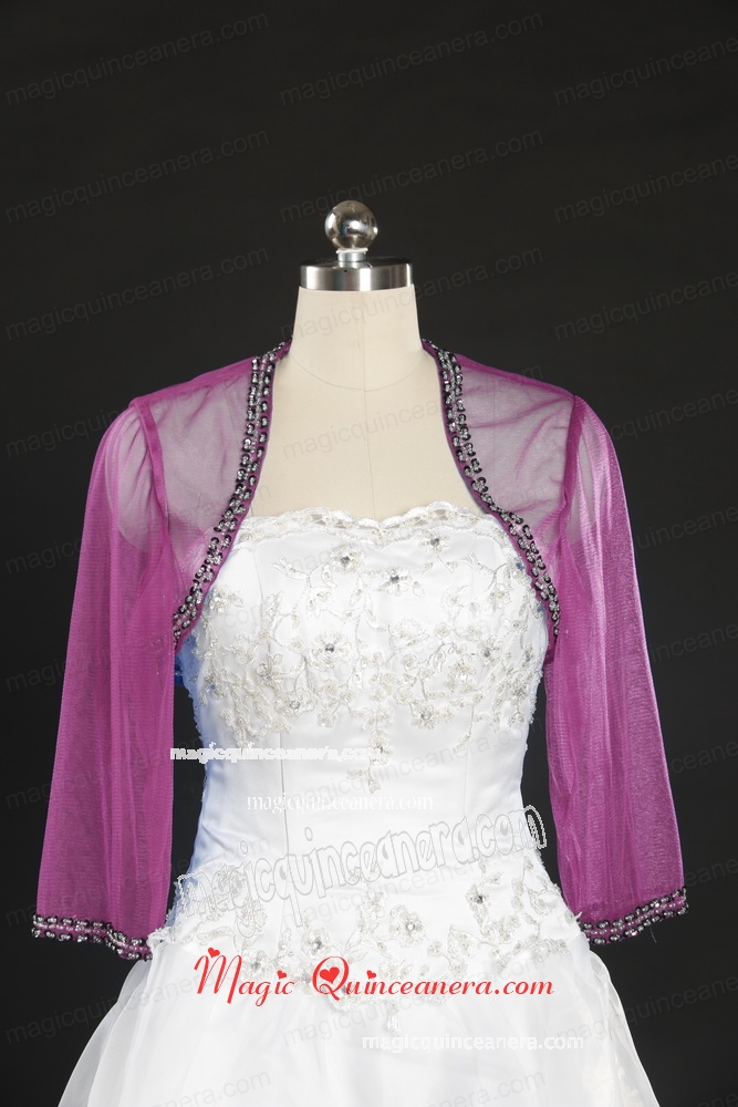Fashionable Long Sleeves Lilac Wraps with Beading