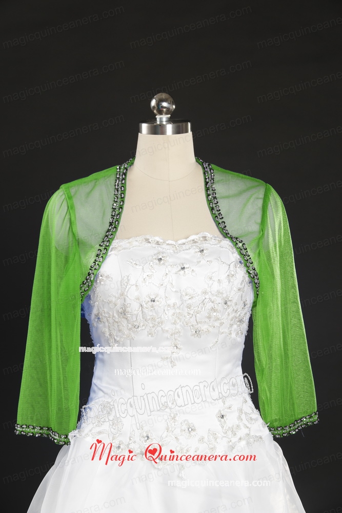 2015 Royal Blue Long Sleeves Green Wraps with Beading