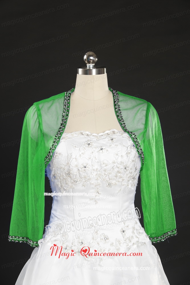 2015 Spring Green Beading Wraps with Long Sleeves