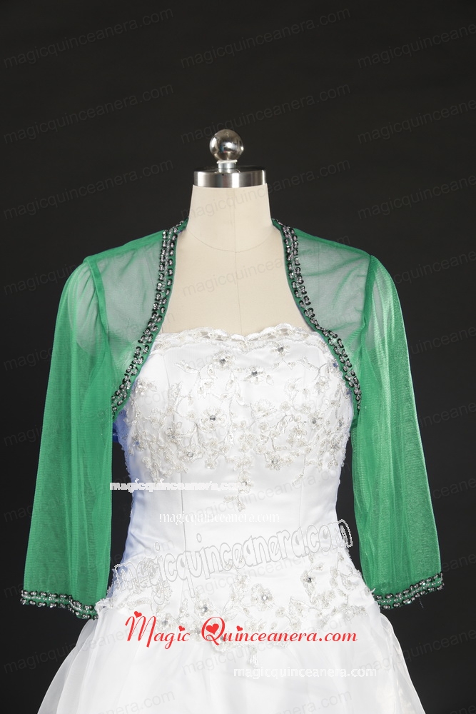 2015 Spring Green Beading Wraps with Long Sleeves