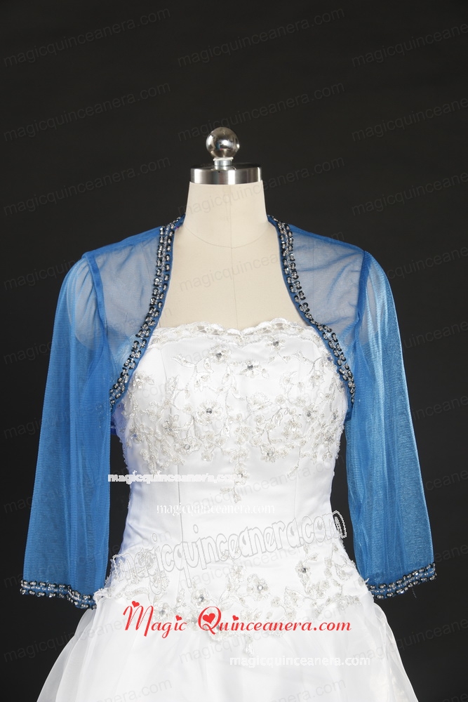 2015 Fuchsia Beading Wraps with Long Sleeves