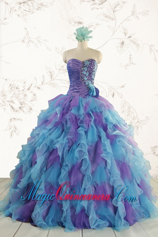 2015 New Style Multi Color Quinceanera Dresses with Beading