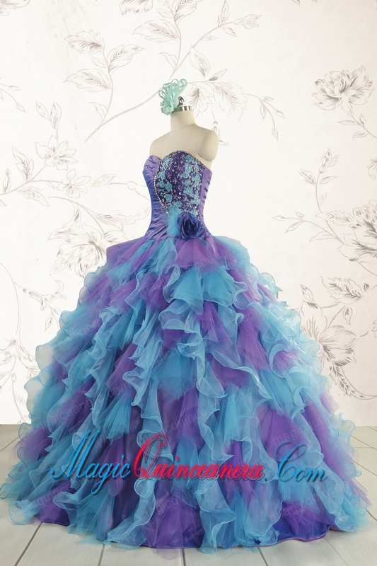 2015 New Style Multi Color Quinceanera Dresses with Beading