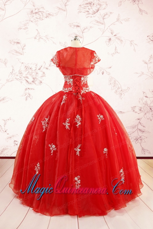 2015 Ball Gown Sweetheart Appliques Quinceanera Dresses with