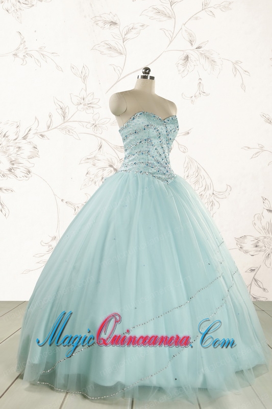 2015 Exclusive Apple Green Quinceanera Dresses with Reinstones