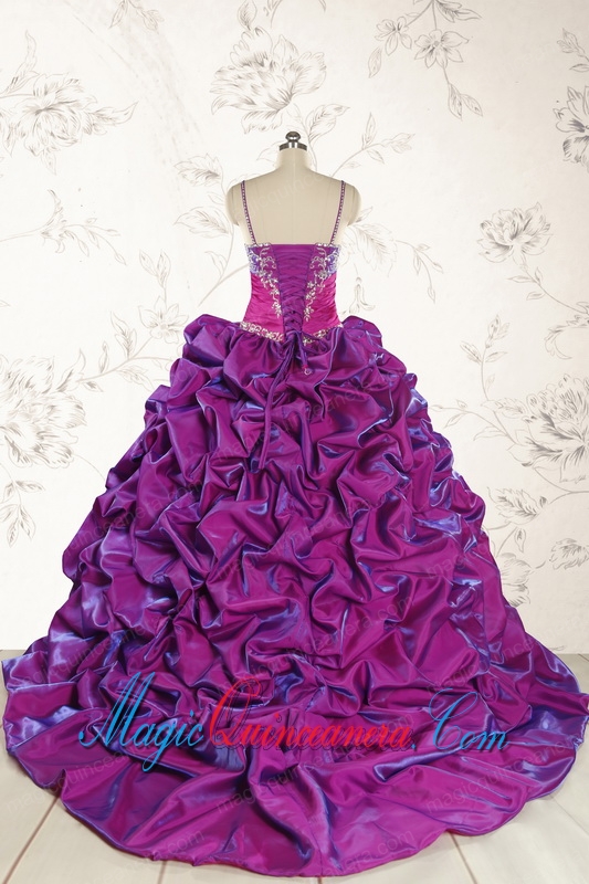 Classic Ball Gown Embroidery Court Train Quinceanera Dresses in Purple