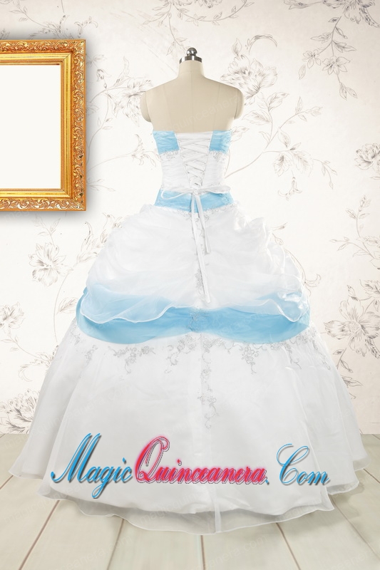 Elegant Ball Gown Quinceanera Dress in White and Baby Blue