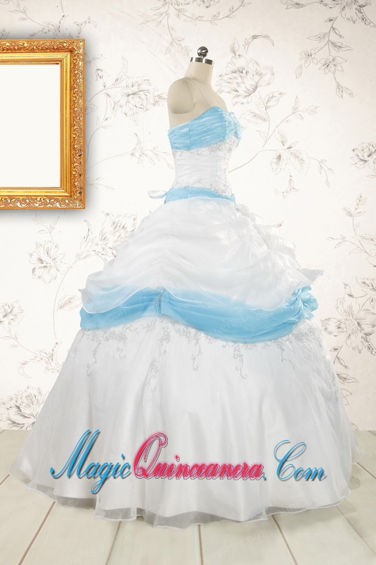 Elegant Ball Gown Quinceanera Dress in White and Baby Blue