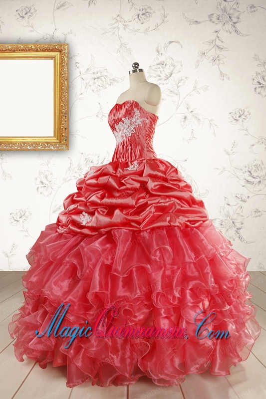 Luxurious Sweetheart Beading Quinceanera Dresses in Watermelon