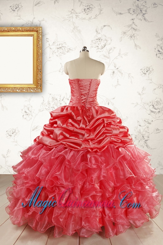 Luxurious Sweetheart Beading Quinceanera Dresses in Watermelon