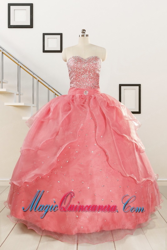 Pretty Beaded Ball Gown Sweetheart Quinceanera Dresses