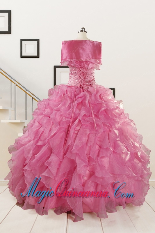 Puffy Sweetheart Pink Quinceanera Dresses with Beading