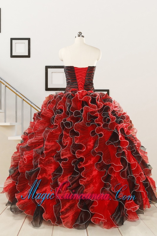 Unique Beaded Sweetheart Organza Quinceanera Dress in Multi-color