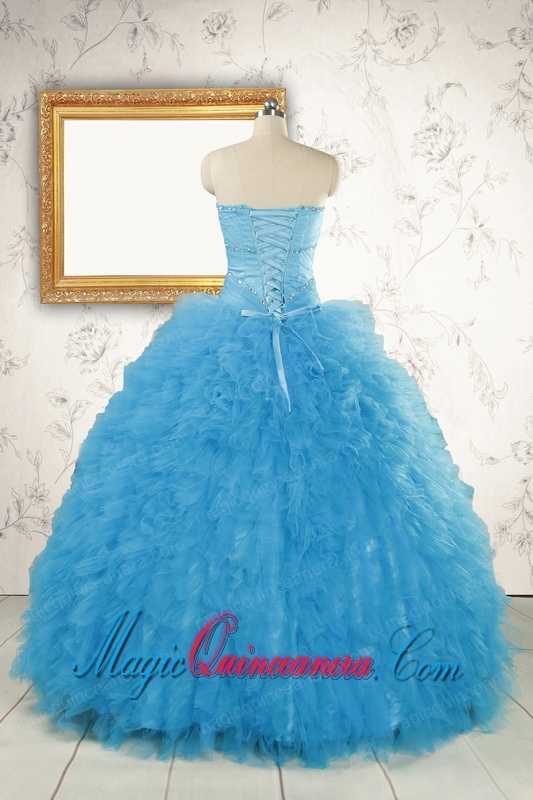 2015 Most Popular Baby Blue Quinceanera Dresses with Beading