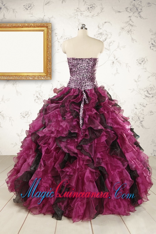 2015 New Style Sweetheart Ruffles Multi-color Quinceanera Dresses