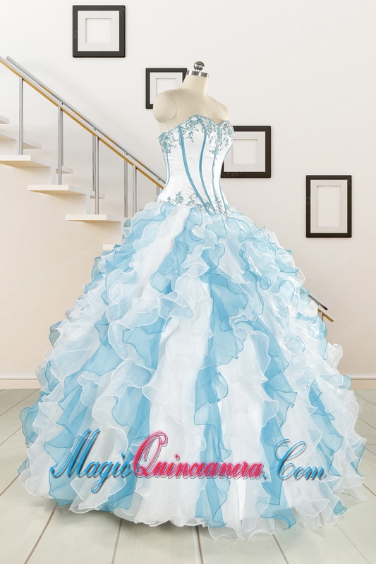 2015 Pretty Appliques and Ruffles Quinceanera Dresses in Multi-color