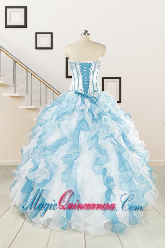 2015 Pretty Appliques and Ruffles Quinceanera Dresses in Multi-color