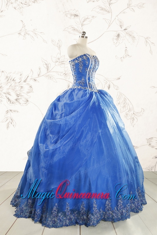 2015 Royal Blue Quinceanera Dresses with Appliques