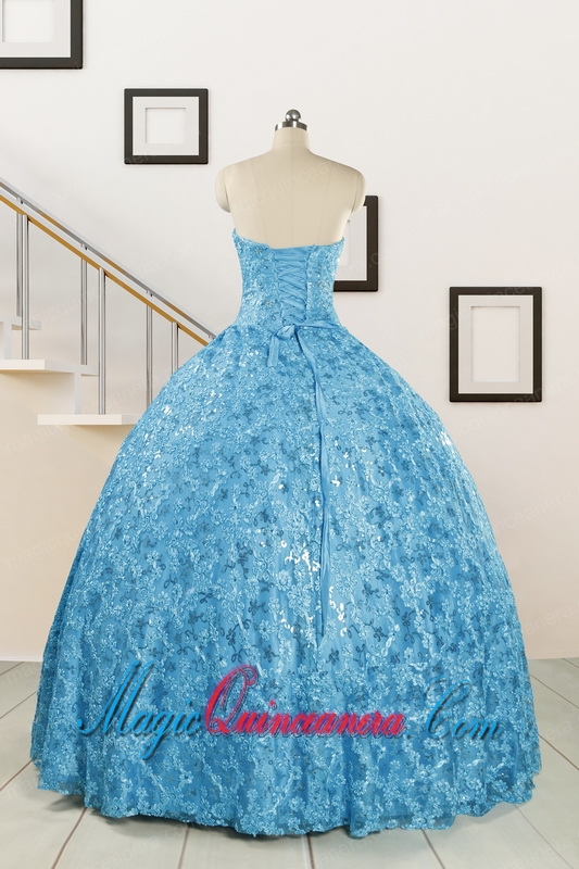 2015 Unique Sweetheart Ball Gown Quinceanera Dress in Baby Blue