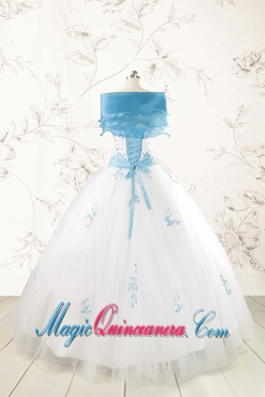 Discount White Quinceanera Dresses with Appliques for 2015