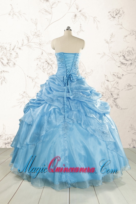 Elegant Appliques Aqua Blue Quinceanera Dresses