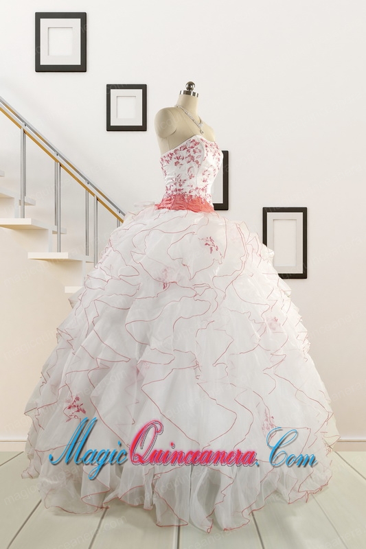 2015 Pretty Quinceanera Dresses with Appliques and Belt
